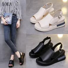 Novas Sandálias de Salto Grosso para o Verão, Tamanho Grande, Sapatos de Plataforma Femininos Fashion M0538