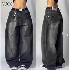 2026 Novos Jeans Baggy Bordados com Caveira Estilo Retrô Americano para Homens e Mulheres Y2K Harajuku Hip-hop Calças Gó