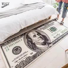 Tapete Criativo 3D de Dólares para Sala de Estar, Tapete de Chão para Quarto Infantil, Decoração de Casa WUYG
