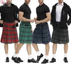 Kilts de Cerveja Goth Highland, Fantasia de Festa Masculina, Plissado, Escócia, Esportivo HCSR