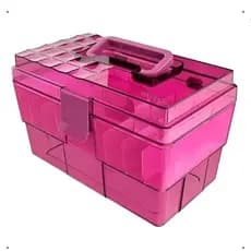 Maleta Organizadora Cor Rosa Transparente Multiuso Crippa Rosa