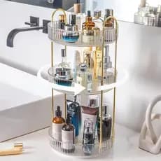Organizador de Maquiagem Giratório – Suporte Multiuso 2/3 Andares p/ Cosméticos e Perfumes