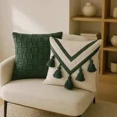 Capa Almofada Macramê Trançada Artesanal Boho Decoração Sofá 100% Algodão Verde 45x45