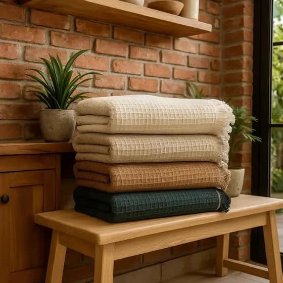 Manta de Sofá Piquet Algodão Cru Com Franjas Para Sofá Cama e Varanda 1,50x2,10m