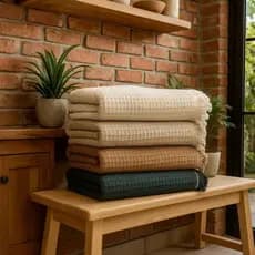 Manta de Sofá Piquet Algodão Cru Com Franjas Para Sofá Cama e Varanda 1,50x2,10m