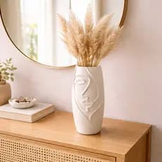 Vaso Decorativo Branco Feminino 16cm Casa Moderna Tami