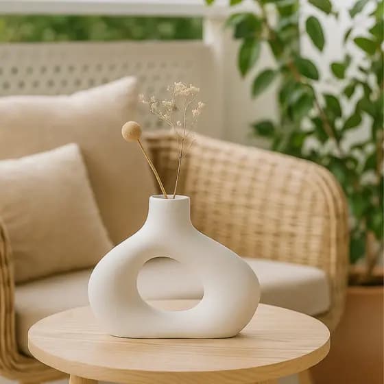 Vaso Abstrato Nórdico Minimalista Decorativo Boho Bohochic Moderno Escultura 13CM