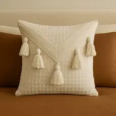 Capa Macramê Algodão Almofada Artesanal Decoração Boho Trama Natural handmade pompom trançado