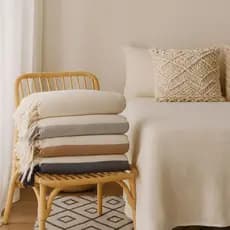 Manta Casal Listrada Decorativa Para Sofá e Cama Estilo Tropical Moderno 100% Algodão 2,40x1,80m