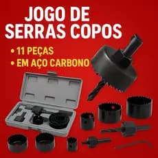 Kit jogo Serra copo profissional maleta 11 peças e 6 peças madeira e gesso, material aço carbono.