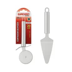 Kit Cortador de Pizza + Espátula de Pizza em Aço Inox
