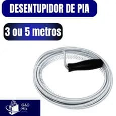 Desentupidor manual Tubulação em geral Pia Ralos 3 e 5m Cabo Flexível e Resistente à Ferrugem