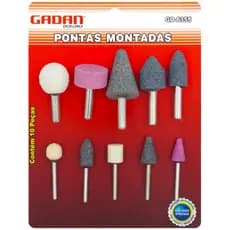 Kit Pontas Montadas e Pedras Abrasivas  – Esmerilhar, Polir, Afiar, Furadeira, Retífica e Micro Retífica – 5 ou 10 Peças