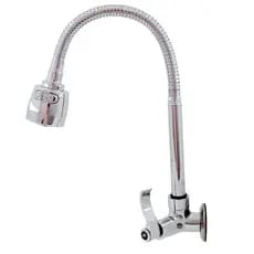 Torneira Gourmet Cozinha Parede METAL Tubo Flexível Duplo Jato Chuveirinho
