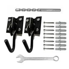 Kit Gancho De Rede De Balanço Aço Reforçado Preto Com 8 Parafusos Buchas Chave E Broca Suporta 260Kg