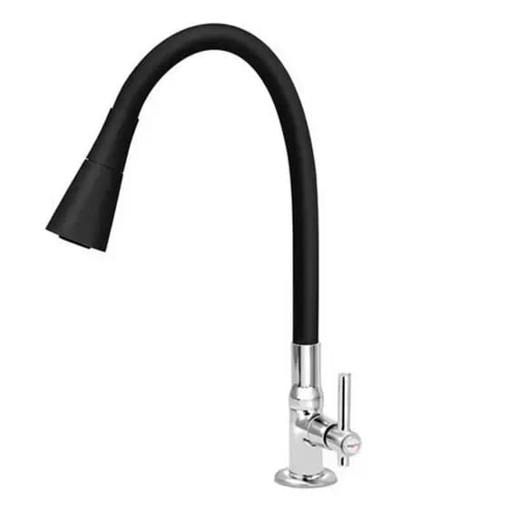 Torneira Cozinha Flexível Cone Preto Luxo com 1/4 de Volta .