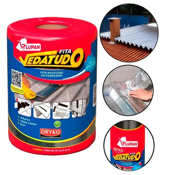 Fita Adesiva De Manta asfáltica adesiva Aluminizada Dryko - 20cm x 10m - VEDATUDO