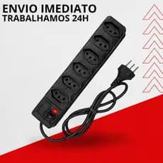 Extensão 6 Entradas Filtro de Linha Régua Cabo  Extensão Com 6 Bocas de Entrada 3 Pinos Bivolt