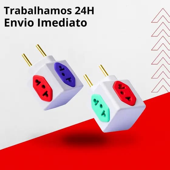 Adaptador de Tomada Benjamin Colorido CUBO 10A/20A Pino Maciço Resistente 4 Tomadas Colorida