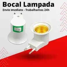 Bocal Para lâmpada E27 Tomada Botão Liga Desliga Pratico e Facil de Usar Em Sua Casa