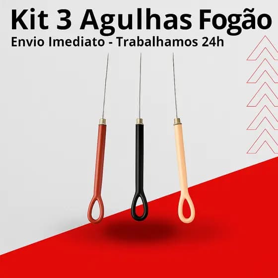 Desentupidor de Fogão Kit Com 3 Agulhas para Fogão Muito Resistente Pratico e Facil de Usar