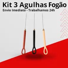 Desentupidor de Fogão Kit Com 3 Agulhas para Fogão Muito Resistente Pratico e Facil de Usar