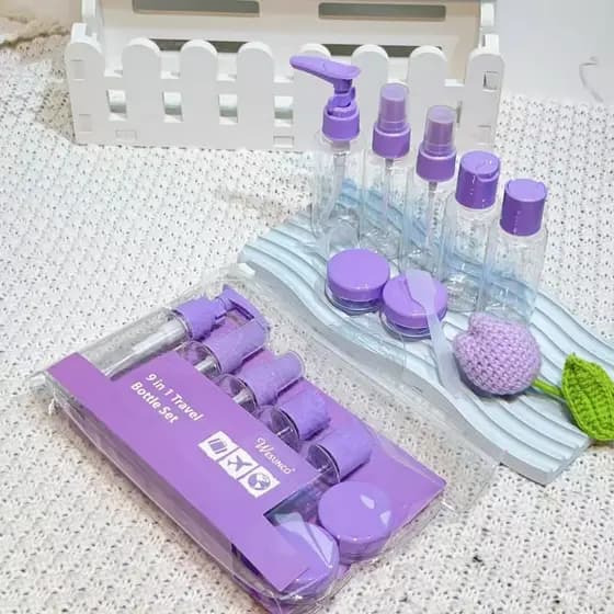 Kit com 10 Frascos para Viagem - Shampoo, Creme, Sabonete e Itens de Cuidados Pessoais