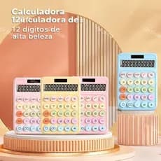 Calculadora de Mesa Kawai Dopamina – Solar/Pilha, 12 Dígitos, Tela LCD, Botão Redondo, Colorida