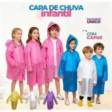 Capa de Chuva para Crianças Reforçada e Reutilizável | Impermeável e Leve - A842