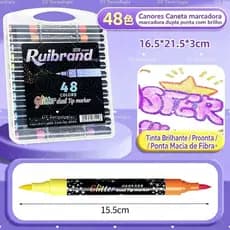 Marcador metálico 6/12/24/36/48 caneta de glitter de cabeça dupla marcador de cabeça dupla brilhante