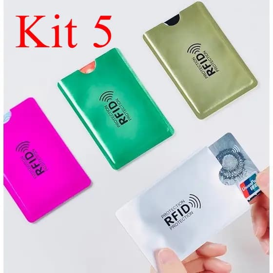 Kit 5 Protetor Cartão RFID Anti Clonagem Bloqueador NFC Carteira