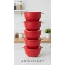 Kit 5 Potes Bowl 2,8l Redondo para Armazenar e Congelar Alimentos - Cores Unicas