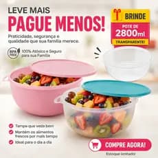 Kit 2 Potes Bowl 5,8L  Cor Sortida Color ou Transparente – Saladeira Grande – BPA Free Micro-ondas