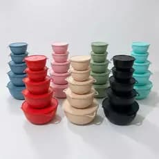 Kit 5 Potes Bowl Saladeira Plástica – Tamanhos P-M-G-XG – Ideal p/ Mantimentos e Cozinha