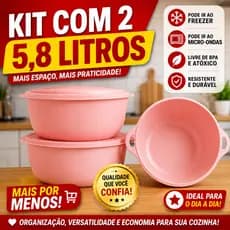 Kit 2 Potes 5,8L Extra Grande Saladeira Bowl Extra Grande para Churrasco, Eventos, Festas e Preparos