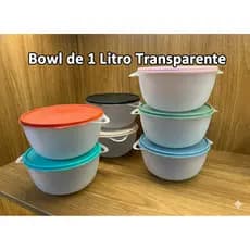Kit 5 Potes Bowl 1L Transparente – Conservação e Organização de Alimentos