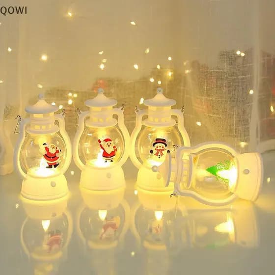 qo Enfeites De Natal Lanterna LED Luz Papai Noel Boneco De Neve Árvore Feliz Decorações Para Casa 2025 br