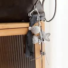 Decorador Y2K Estrela Coração Bolsa De Couro Pingente Chaveiro Ins Estilo Feminino Porta-Chaves Do Carro Mochila Pendura