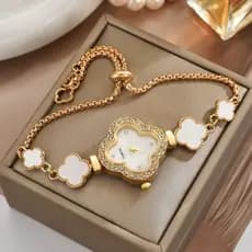 Relógio Escolar Moderno-Trevo De Quatro Folhas , Enfeites De Diamante , Pulseira Fácil Extraível