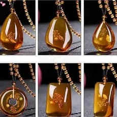 Colar De Cera De Abelha Âmbar , Coração , Flor , Gotas , Imitação De Jade Amarelo , Pingente Para Mulheres , Homens , Un