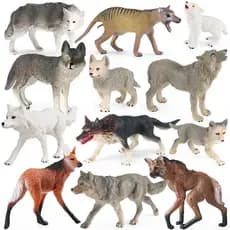 Animal Selvagem Lobo Cinzento Pequeno Lobo com Pata Filhote de Lobo Modelo Realista Figura Móvel Presa Colecionável