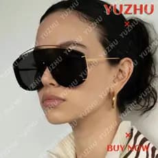 (YUZHU) Nova Moldura De Design De Moda Óculos De Sol Cyberpunk Metal W46K