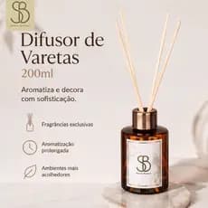 Difusor de Aromas com Varetas 200ml Aromatizador de Ambientes Cheirinho de Casa Perfume Ambientes