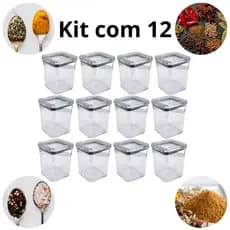 kit com 12 Pote p/ Temperos 200ml – Hermético, Acrílico Transparente + BRINDE