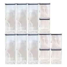 Kit 12 Potes Herméticos Acrílicos Empilháveis 2 Tamanhos