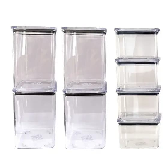 4 pote hermético acrílico 1,1 litro e 4 pote hermético acrílico 480ml