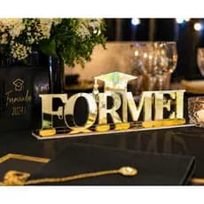 Formei Decorativo em Acrílico 30x10cm - Enfeite de Formatura, Pegue e Monte, Lembrancinha para Formandos