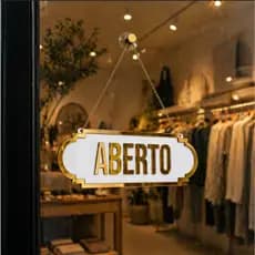 Placa de Aberto/Fechado em Acrílico Espelhado de Dupla Face