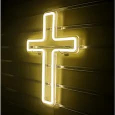 Cruz Neon LED 50cm Iluminação Decorativa Religiosa Moderna Igreja | Luz Suave e Design Minimalista