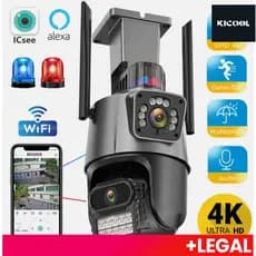 Camera Segurança Externa Lente Dupla 4k 6mp Sirene Policial, com sirene policia